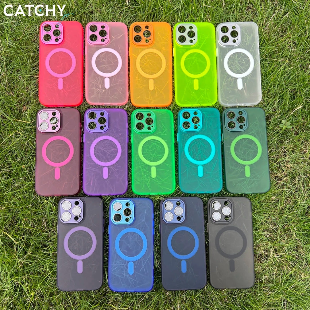 iPhone 11+12+13 Series Translucent Matte Shockproof Magnetic Case