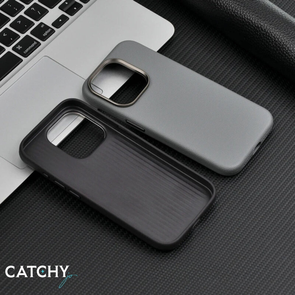 iPhone Luxury Leather Case With Metal Camera Frame